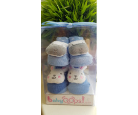 BABYOOPS Chaussettes pour bébé 0-6 mois zèbre-lapin bleues