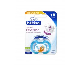 Bébisol Sucette Réversible Silicone +6 Mois bleue Lion