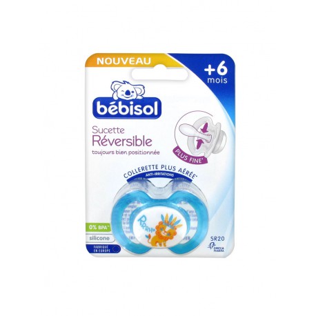 Bébisol Sucette Réversible Silicone +6 Mois bleue Lion