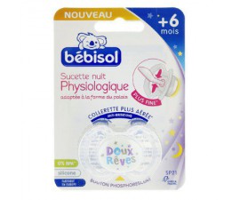 Bébisol sucette physiologique nuit silicone +6mois " DOUX REVES"