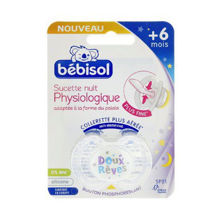 Bébisol sucette physiologique nuit silicone +6mois " DOUX REVES"