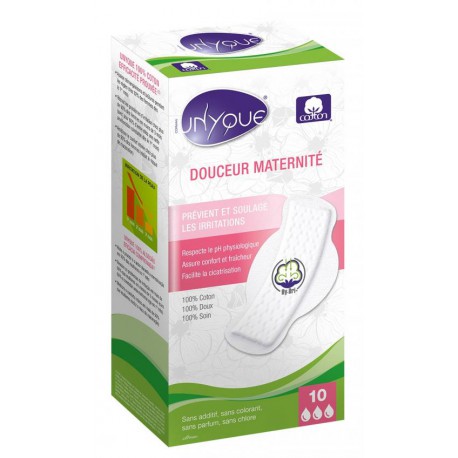 UNYQUE SERVIETTES 100% COTON DOUCEUR MATERNITE*10