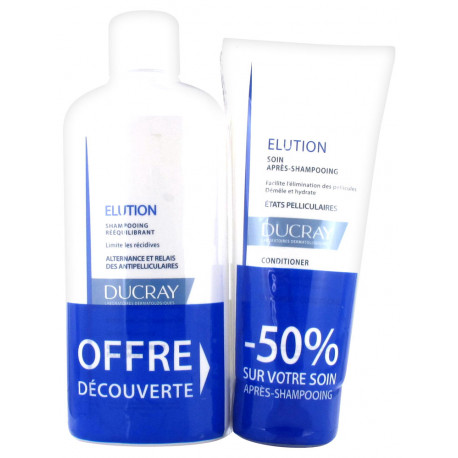 ducray Elution Shampoing Rééquilibrant 400 ml + Soin Après-Shampoing 200 ml