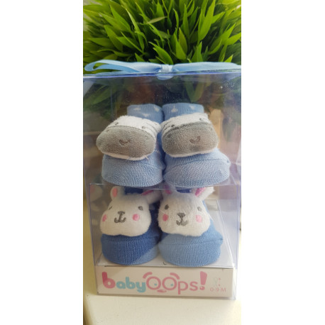 BABYOOPS Chaussettes pour bébé 0-6 mois zèbre-lapin bleues