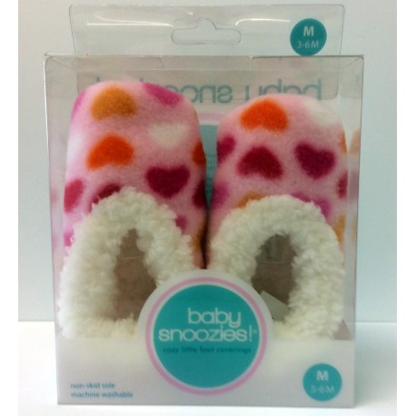 Chaussons Baby snoozies - ROSE CLAIR Coeurs - taille M