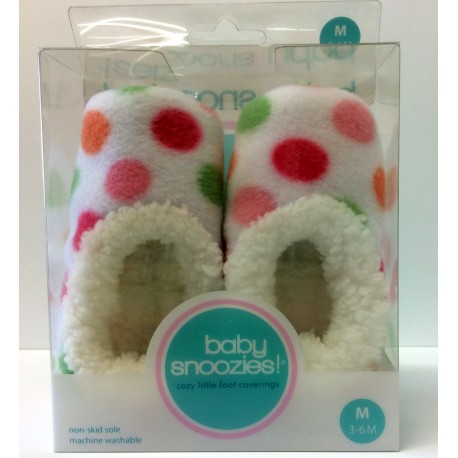 Chaussons Baby snoozies - BLANC Ronds - taille M