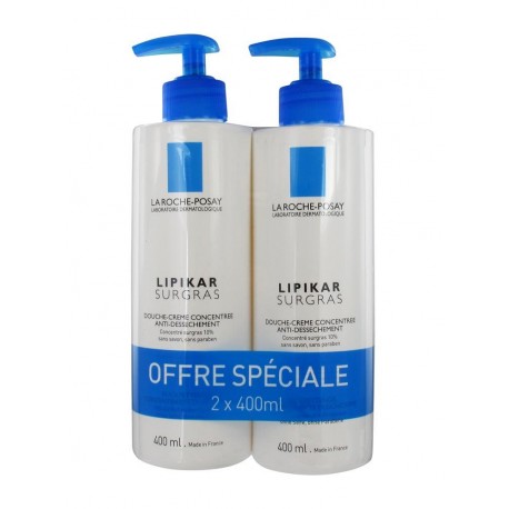 Lipikar Surgras douche crème concentrée anti-dessèchement - lot de 2 de 400 ml