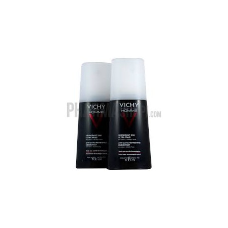 Déodorant 24h ultra frais Vichy homme - lot de 2 spray de 100 ml